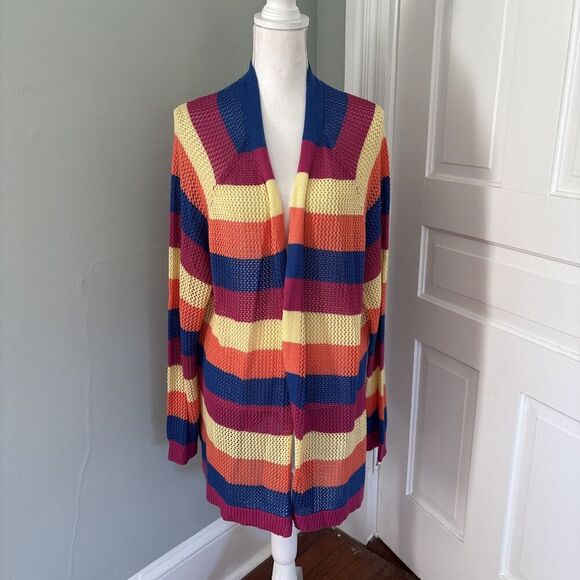 Blair Sweaters - Blair Multicolor Knit Long Sleeve Open Front Cardigan Sweater - Size 3X